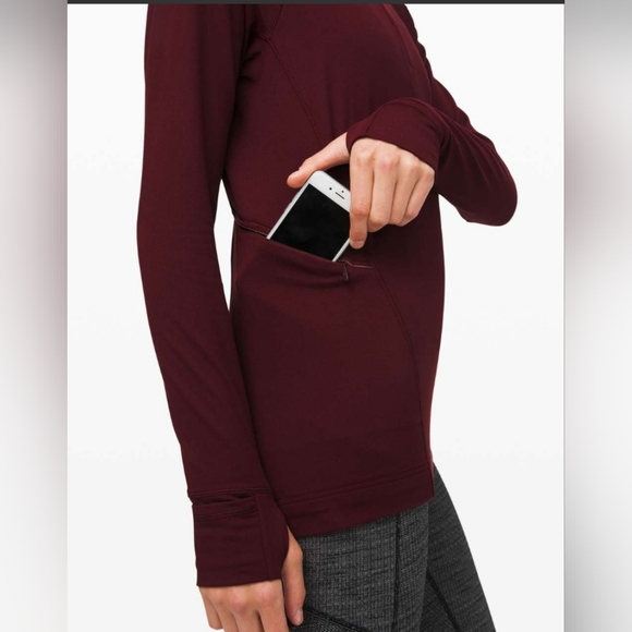 Lululemon Warm Stabilizer 1/2 Zip HoodieGarnet. Size 4 - Picture 4 of 16